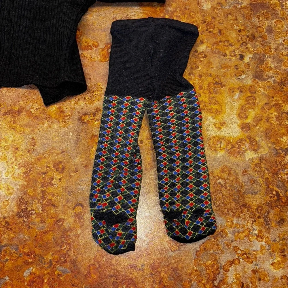 Pleasant Company Argyle Tights & Black Turtle Neck Shirt For American Girl Doll